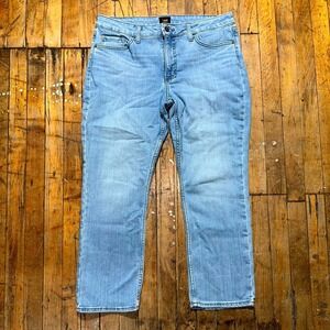 Lee Jeans Womens Size 14P Blue Denim Regular Fit Straight Leg Light Wash Outdoor